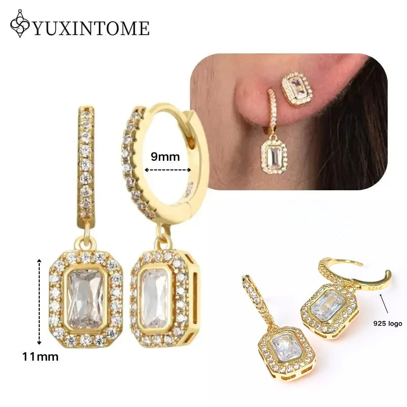 Boucles d'Oreilles Créoles Huggie Argent 925 – Zircon & Cristal, Goutte d'Eau, Certifiées GDTC, 73 Styles