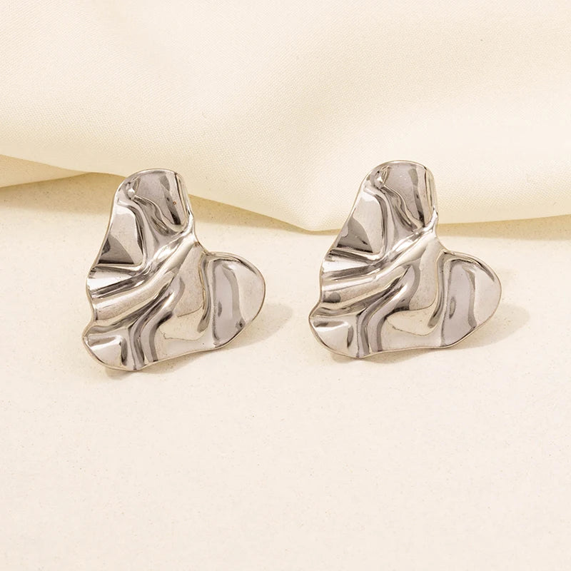 Irregular Geometric Stud Earrings – Stainless Steel, Waterproof & Durable, Unisex