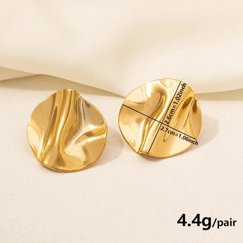 Irregular Geometric Stud Earrings – Stainless Steel, Waterproof & Durable, Unisex