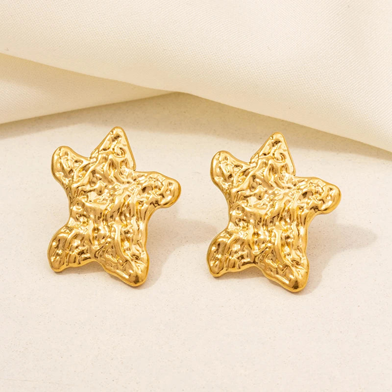 Clous d'Oreilles Soleil Lune Étoile – Acier Inoxydable Plaqué Or, Style Céleste Unisexe, 9 Modèles