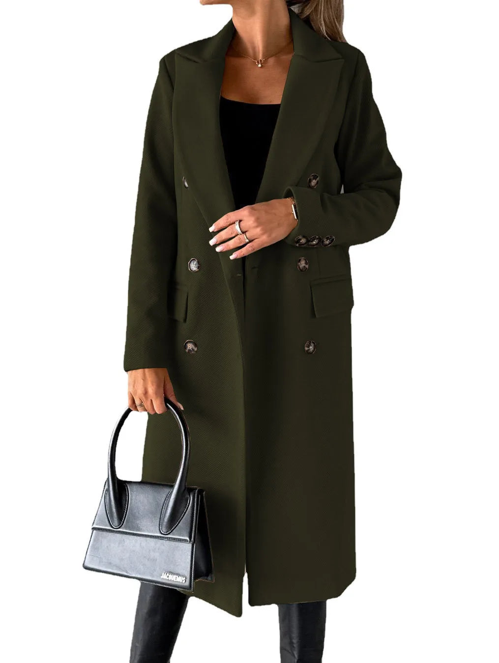 Manteau à double boutonnage et col à revers
