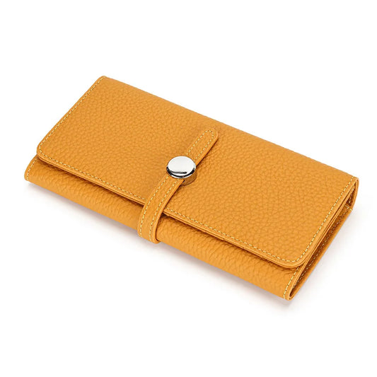 Portefeuille Long Femme en Cuir Véritable – Multifonction, Poche Téléphone et Porte-Photo