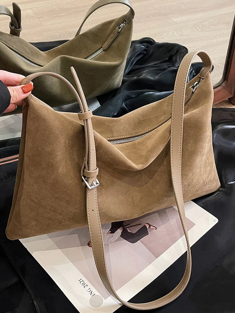 Sac à Main Souple effet  Suède  Style Vintage