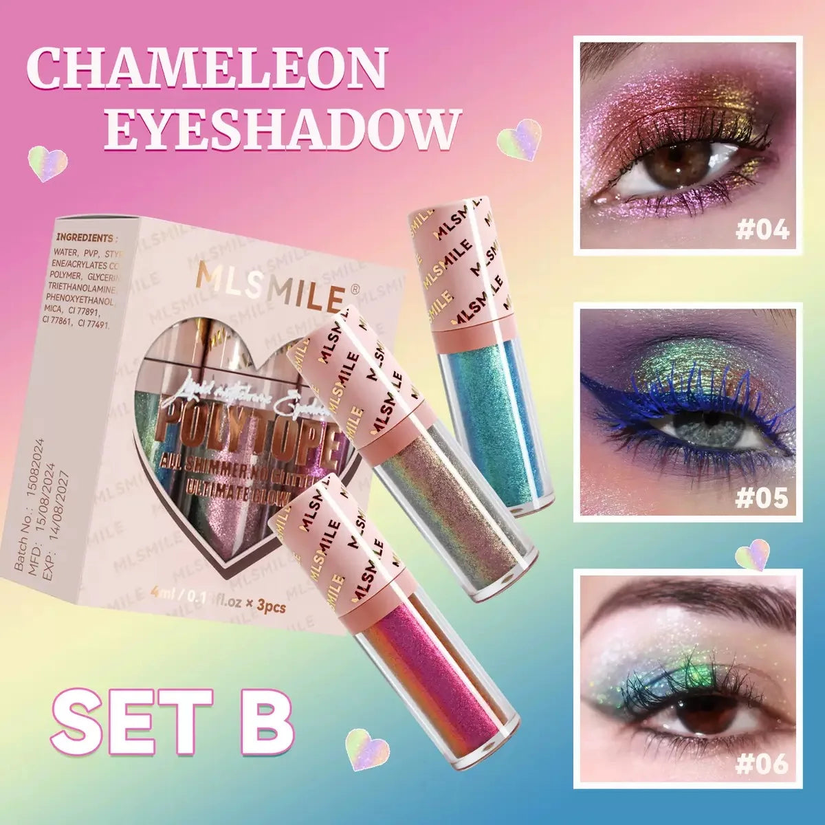 Fard à Paupières Liquide Multichromatique — Shimmer Polarisé, Séchage Rapide, Effet Caméléon