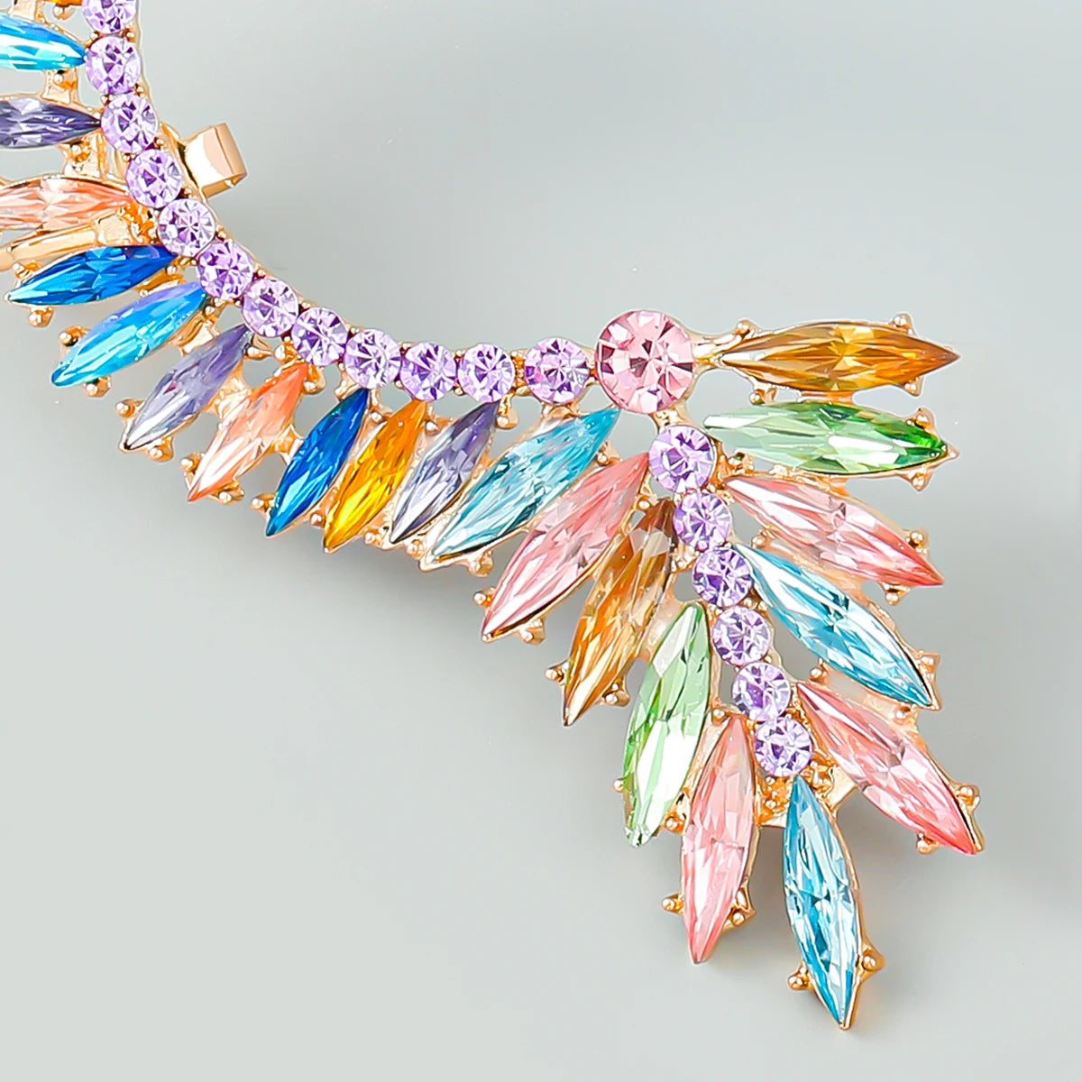 Boucles d'Oreilles Clips Strass Baroque – Alliage Luxueux, Style Soirée & Fête