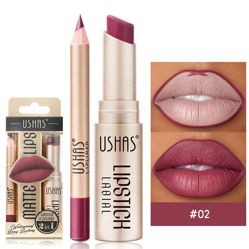 Kit Lèvres 2 Pièces – Liner + Rouge à Lèvres Mat Longue Tenue | 12 Teintes