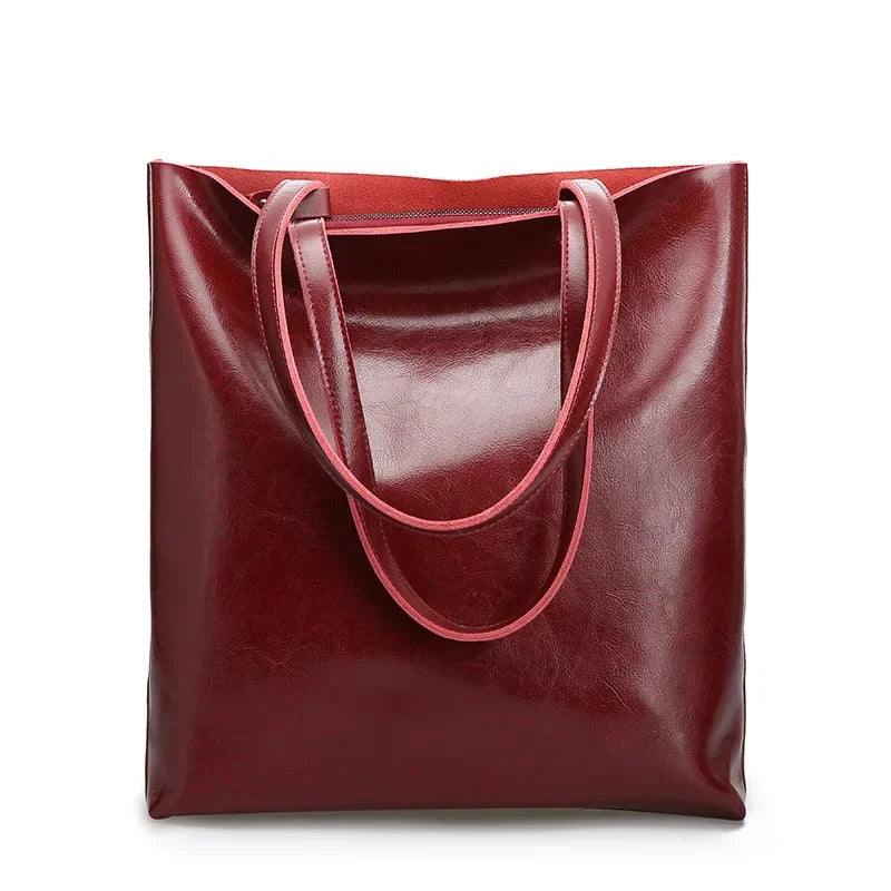 Large cowhide leather tote bag for women - Luxury vintage handbag for office