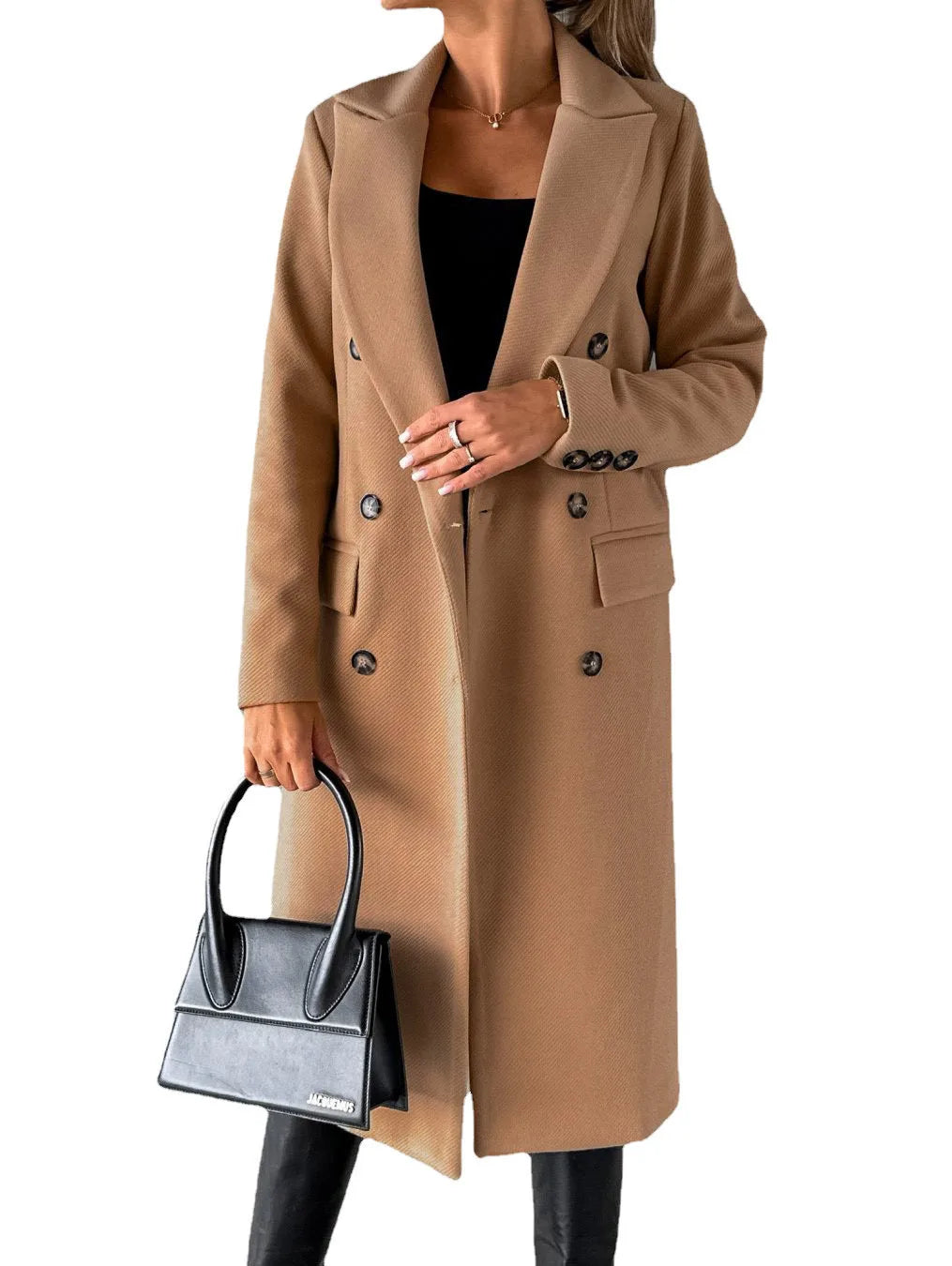 Manteau à double boutonnage et col à revers