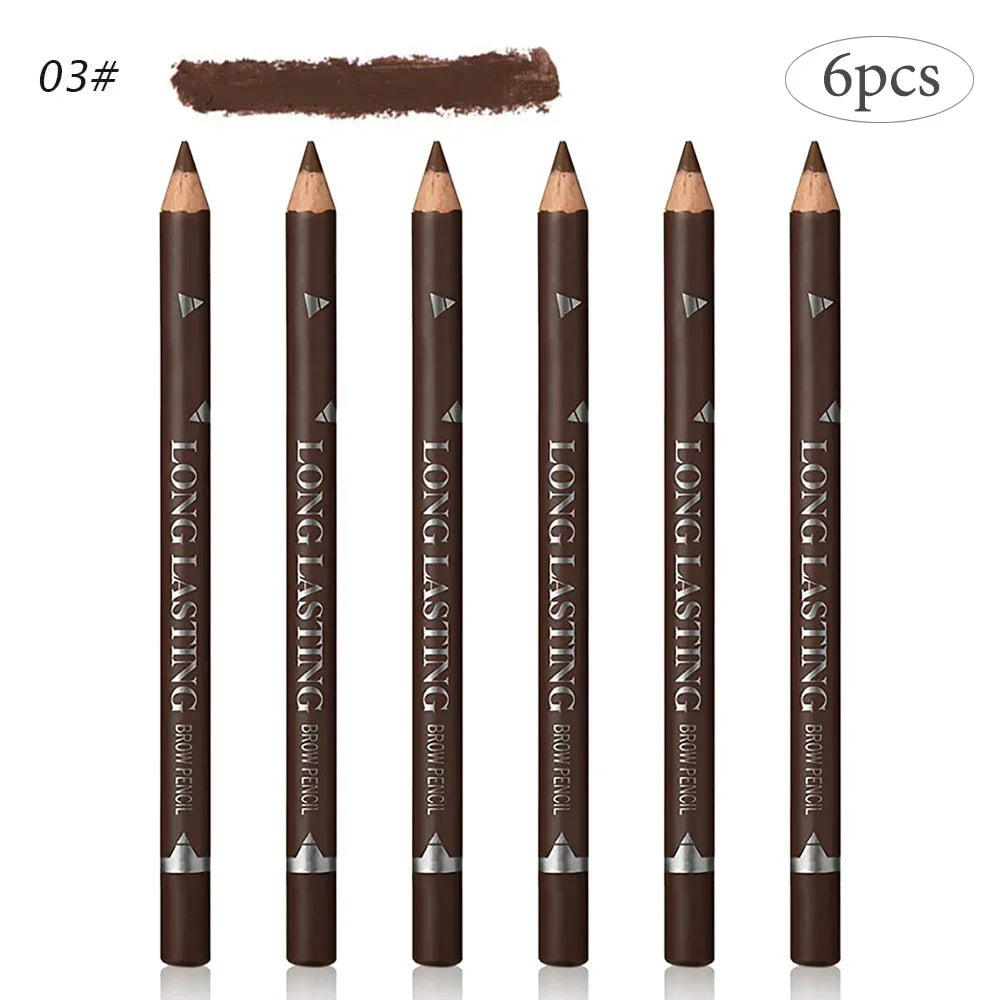 Waterproof Eyebrow Pencil — Pack of 6 or 12 Pieces, Long-Lasting Wear