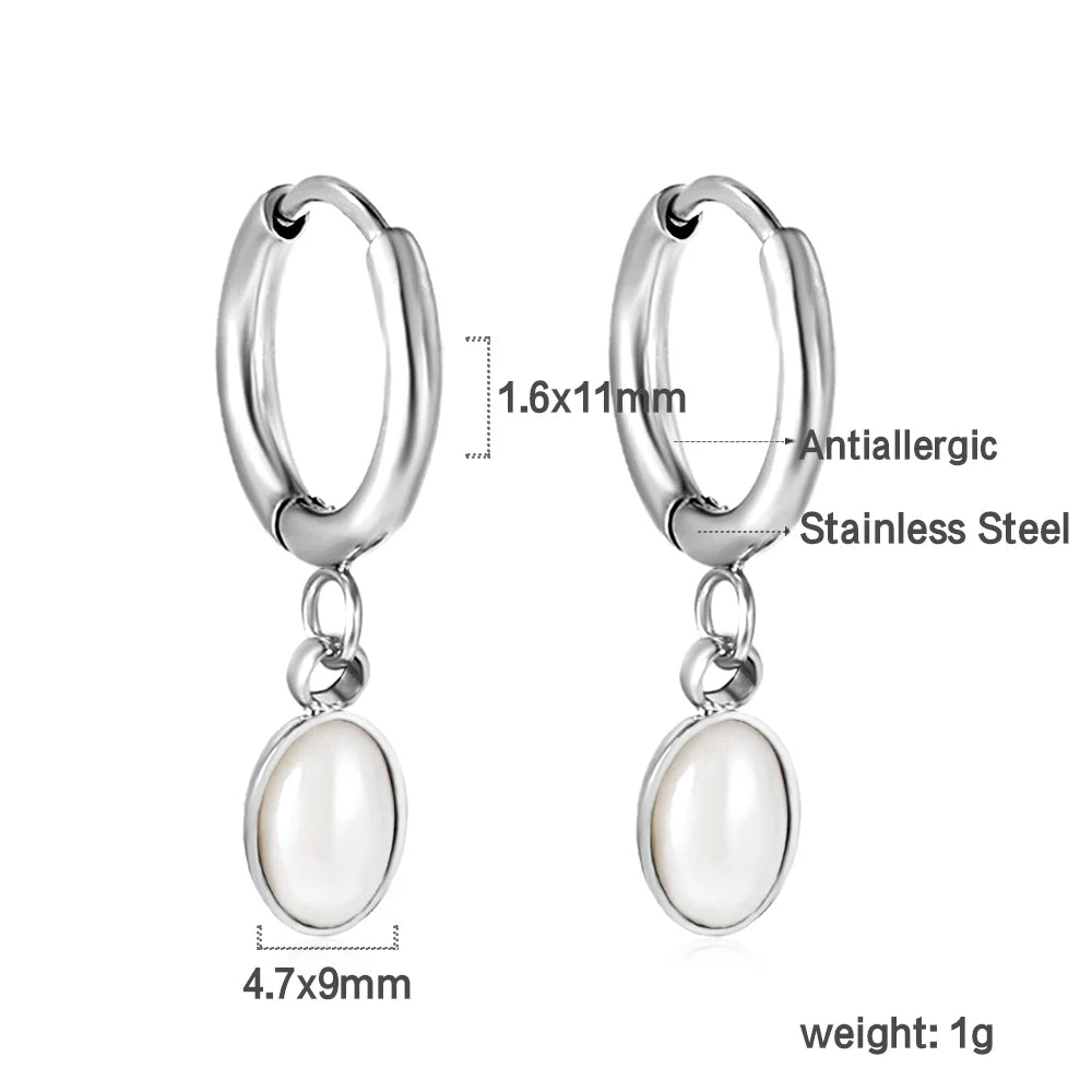 Boucles d'Oreilles Créoles Perle Simulée – Acier Inoxydable Plaqué Or 24K, Style Tendance