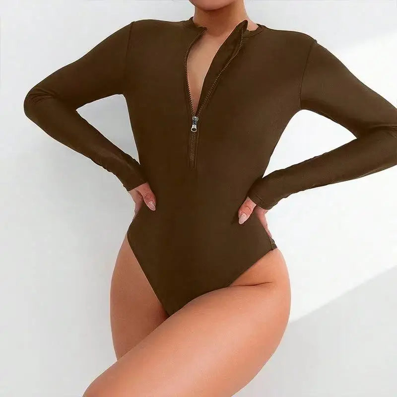 Maillot de Bain Une Pièce Femme Imprimé – Col Tour de Cou, Style Surf & Plage, Coupe Sexy