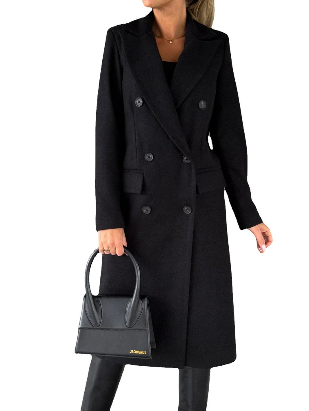 Manteau à double boutonnage et col à revers