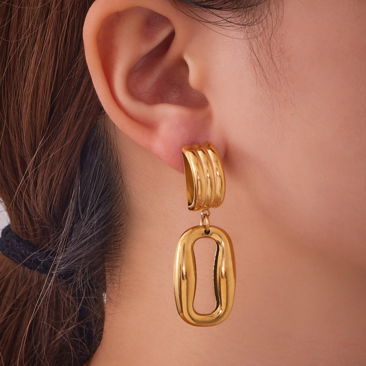 316 Stainless Steel Drop Earrings – PVD Gold Plated, Trendy Style, Women's Jewelry