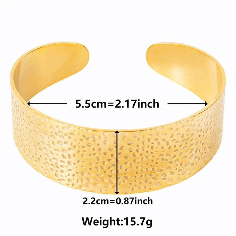 Textured Pattern Bracelet – Flower, Heart or Snake, Gold Stainless Steel, For Women