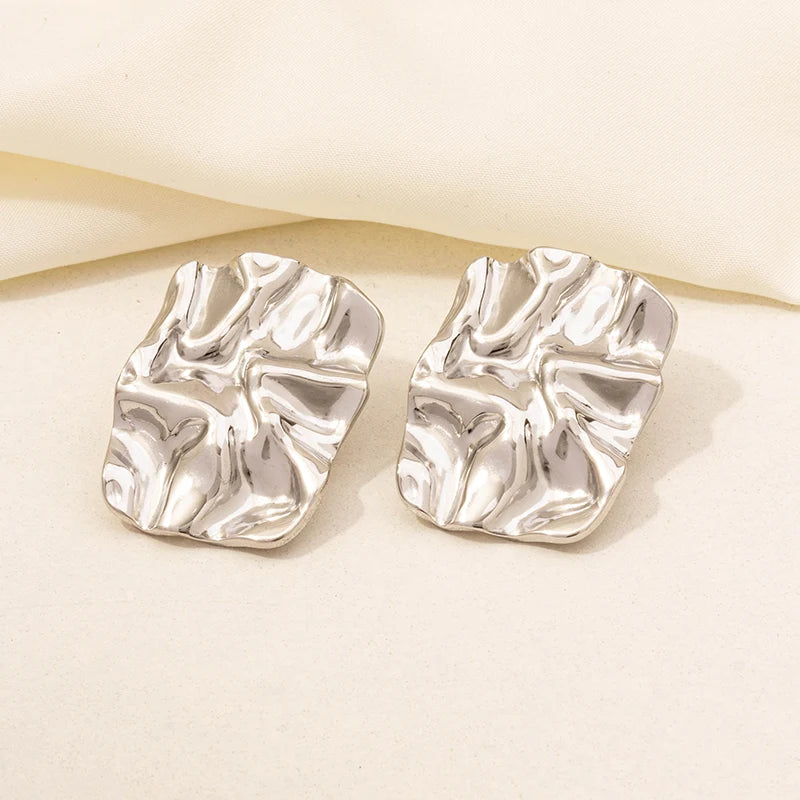 Irregular Geometric Stud Earrings – Stainless Steel, Waterproof & Durable, Unisex