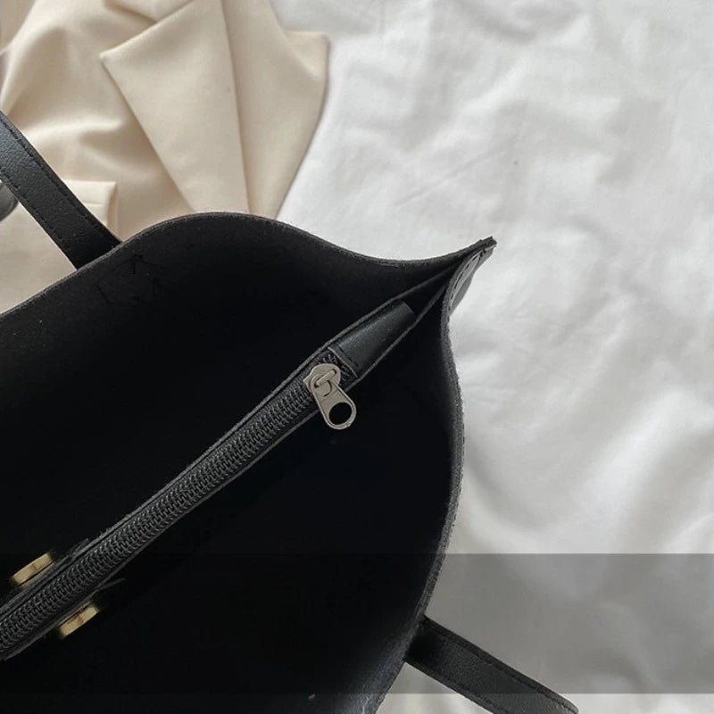 Soft Retro-Style PU Tote Bag