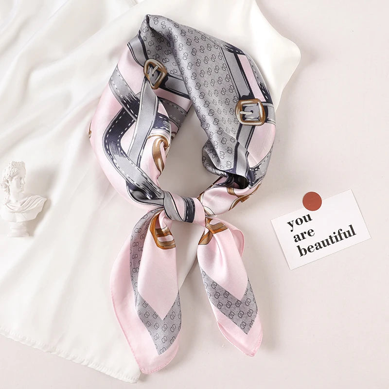 Women's Square Scarf – Luxury Satin Silk, Hair Ribbon, 70x70cm