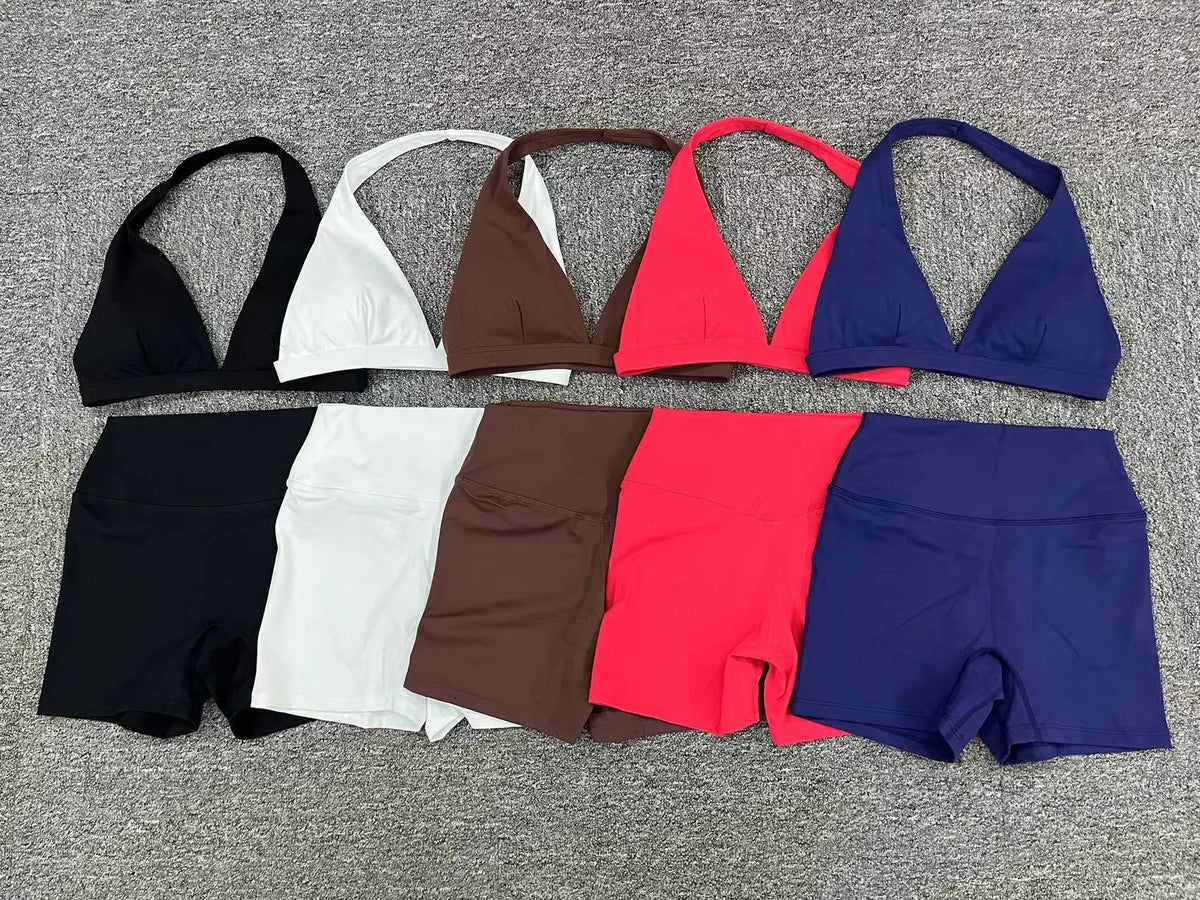 Ensemble de Sport Femme – Brassière Sans Coutures, Short ou Legging Taille Haute | Séchage Rapide