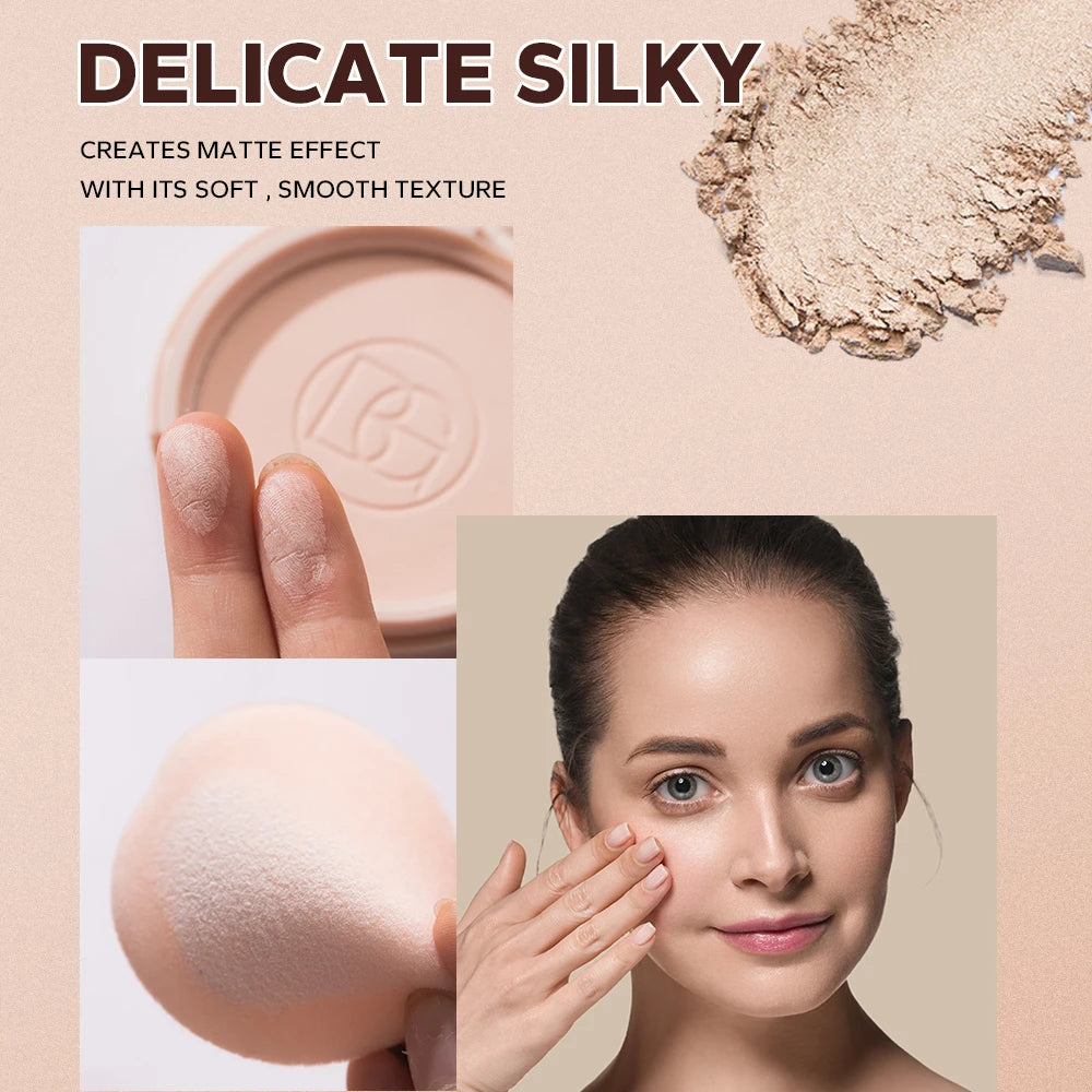 Poudre Compacte Matifiante avec Miroir – Contrôle du Sébum, Longue Tenue, Fini Naturel | 4 Teintes