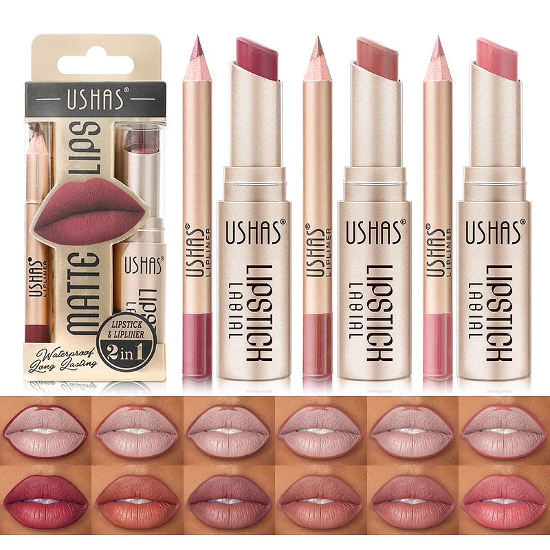 Kit Lèvres 2 Pièces – Liner + Rouge à Lèvres Mat Longue Tenue | 12 Teintes