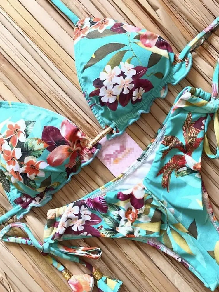 Women's Printed Push-Up Bandage Bikini – Low-Waisted, Brazilian Style, Beach Swimsuit