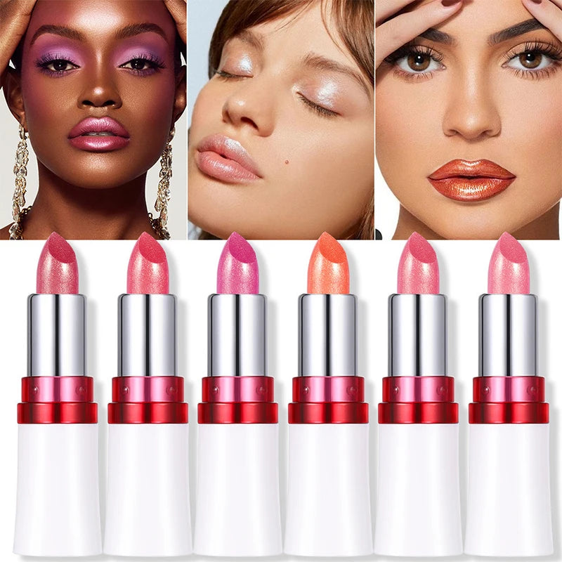 Long-Lasting Mirror Pearl Lipstick – Moisturizing, Waterproof, Flash Gloss Finish | 6 Shades