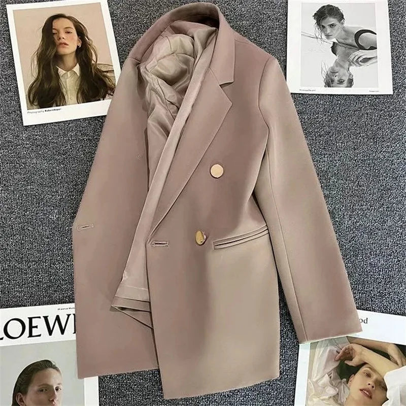 Double-Breasted Blazer with Notch Lapel