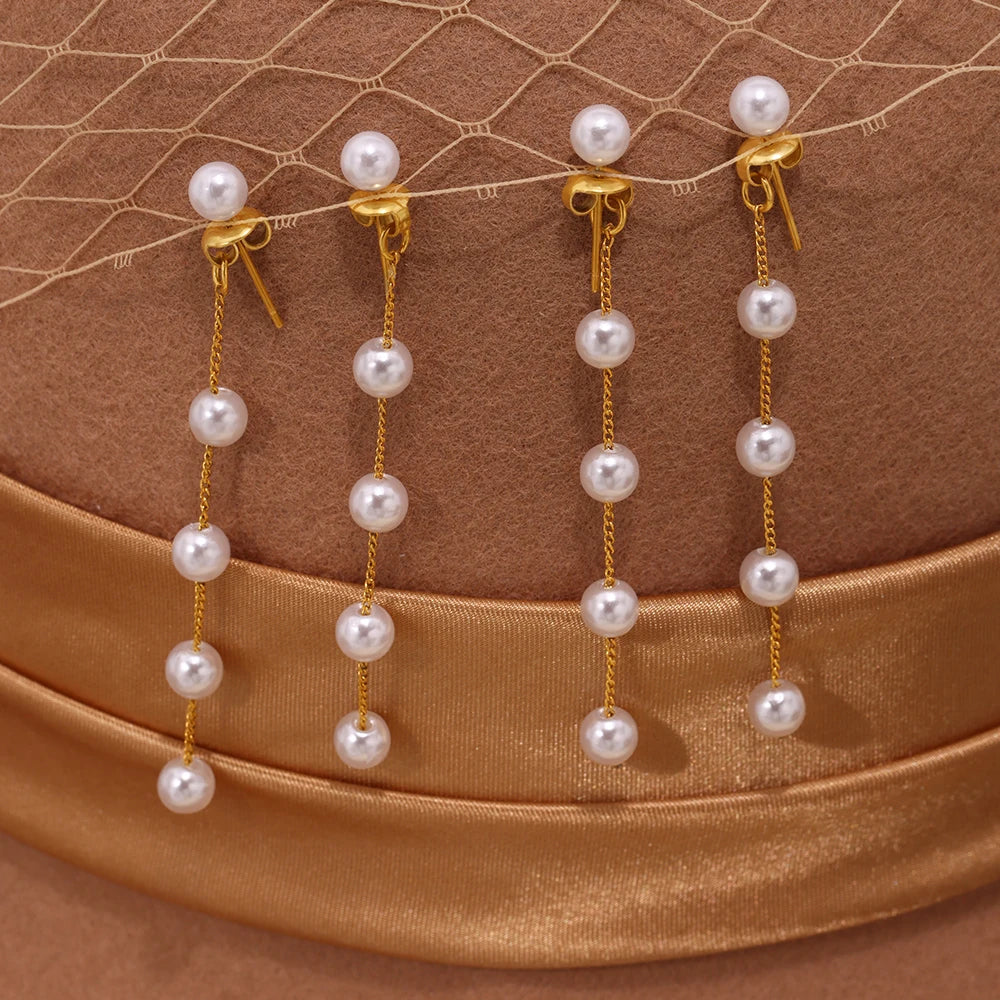 Boucles d'Oreilles Longues Pendantes – Acier Inoxydable Plaqué Or PVD, Style Élégant