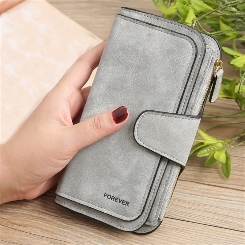 Women's long PU leather wallet - Large capacity with card slots and coin purse