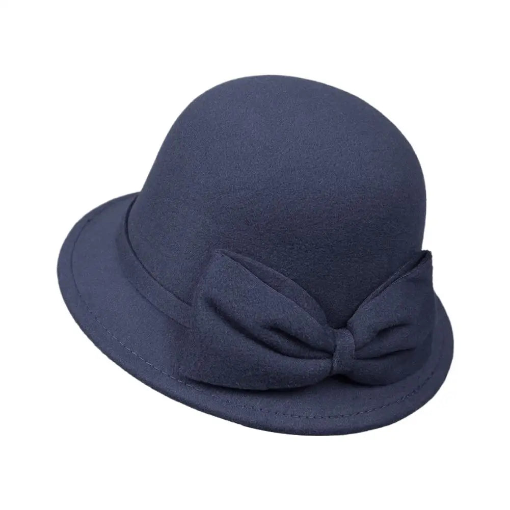 Chapeau cloche ajustable à nœud pour femme
