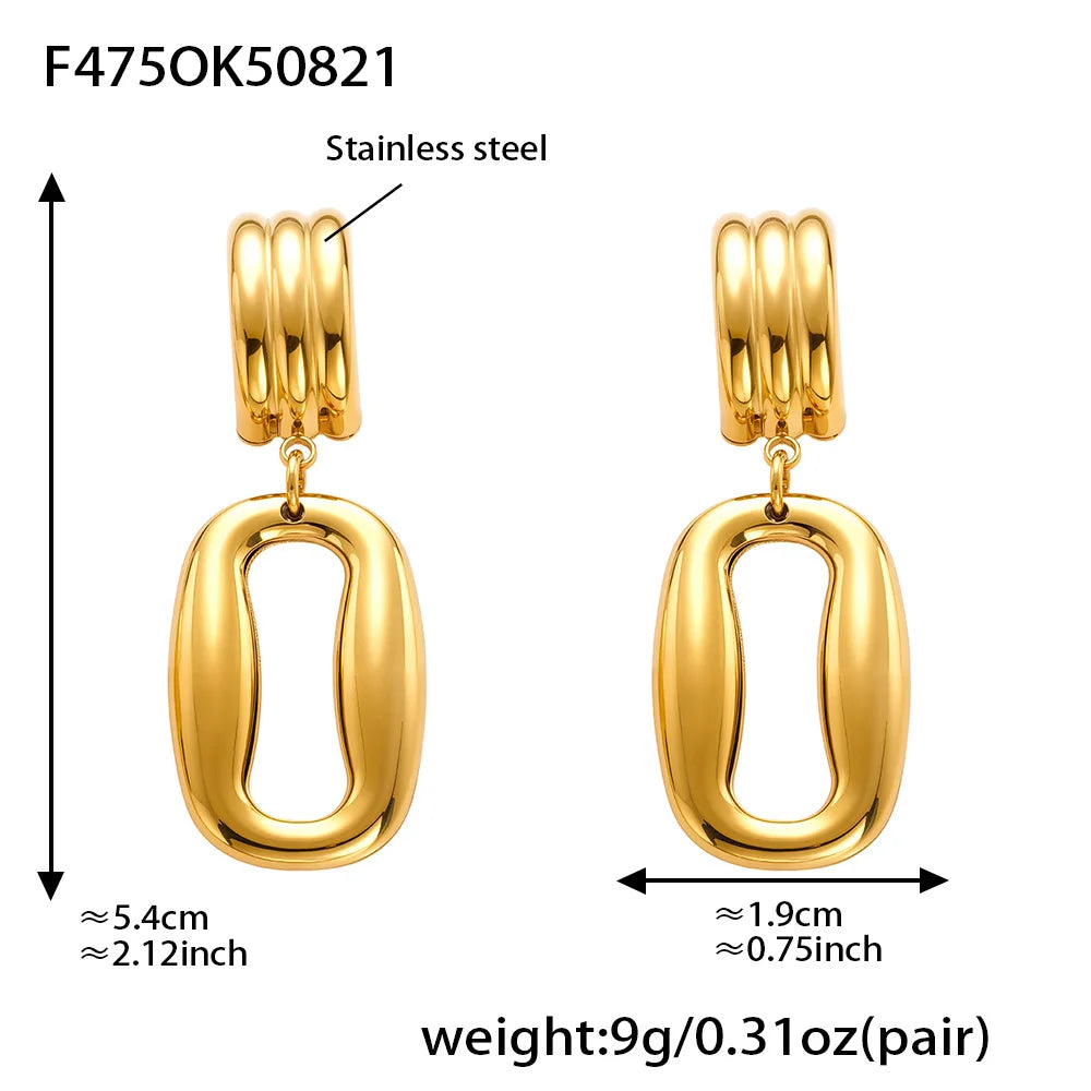 316 Stainless Steel Drop Earrings – PVD Gold Plated, Trendy Style, Women's Jewelry