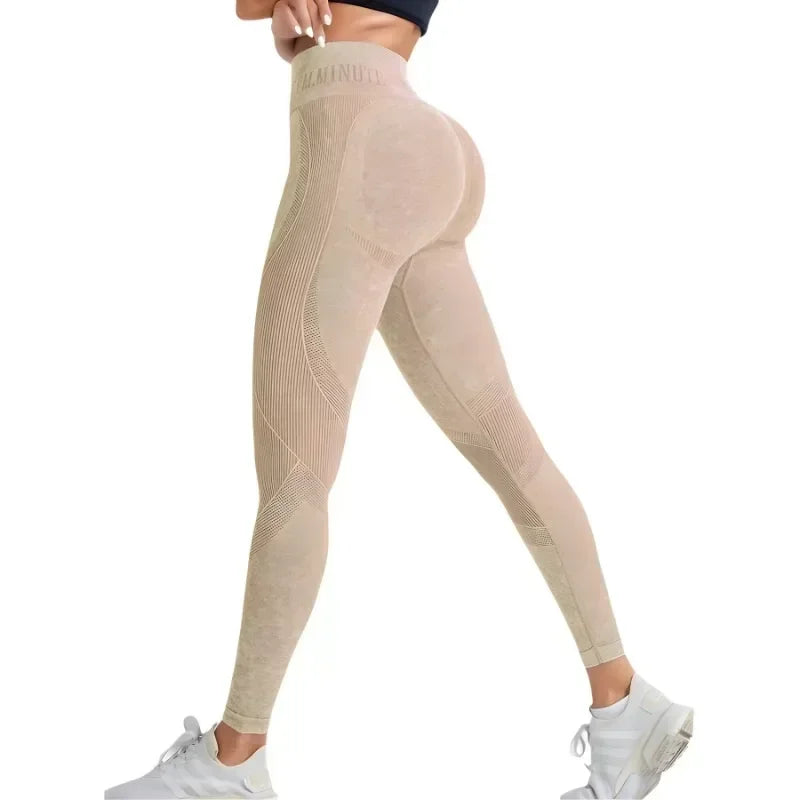 Legging Yoga Femme Taille Haute – Sans Coutures, Gainant, Push-Up Hanches, Séchage Rapide