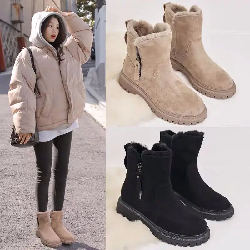 Bottes à enfiler doublées pour femme