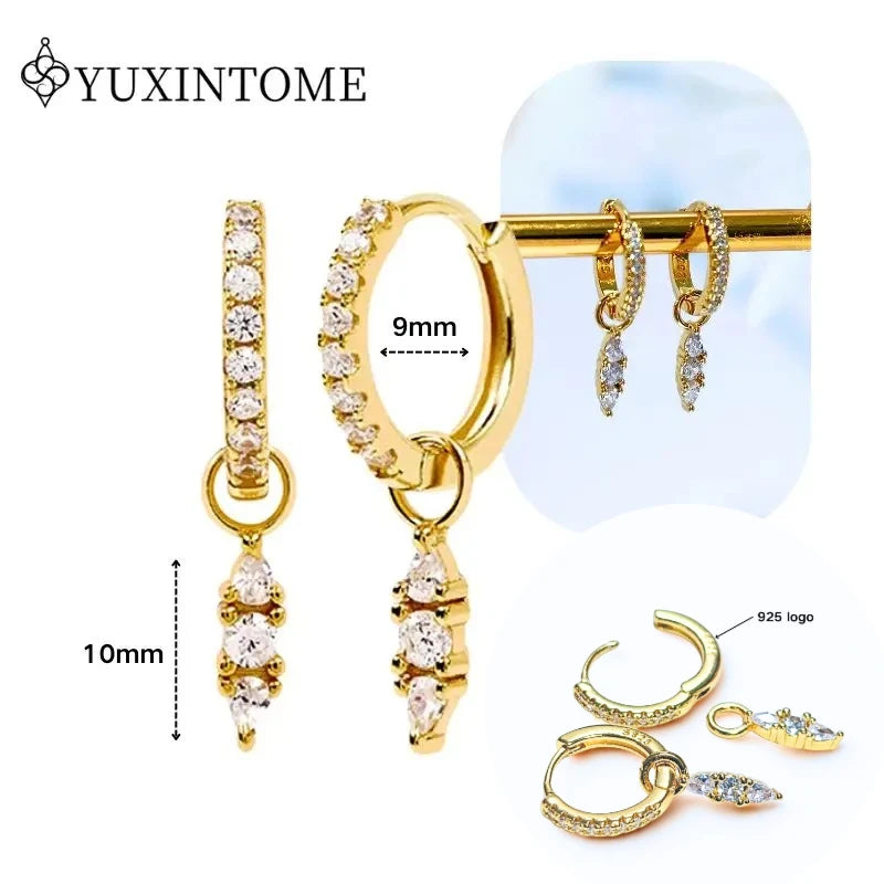 Boucles d'Oreilles Créoles Huggie Argent 925 – Zircon & Cristal, Goutte d'Eau, Certifiées GDTC, 73 Styles