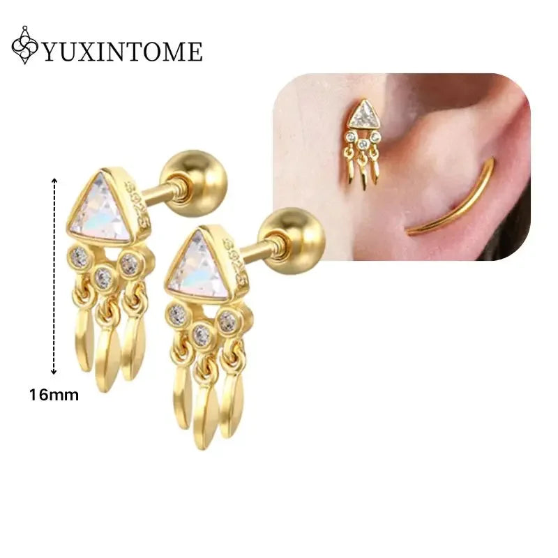 Boucles d'Oreilles Créoles Huggie Argent 925 – Zircon & Cristal, Goutte d'Eau, Certifiées GDTC, 73 Styles