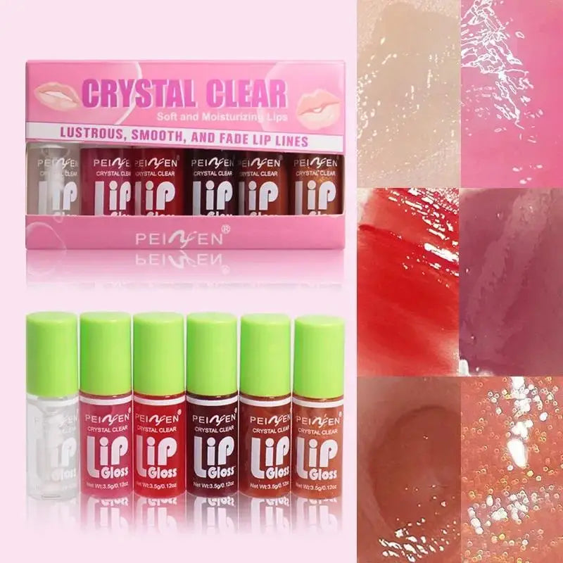Set 6 Glosses Hydratants – Brillance Intense, Repulpant & Nourrissant | Pêche, Cerise, Rose