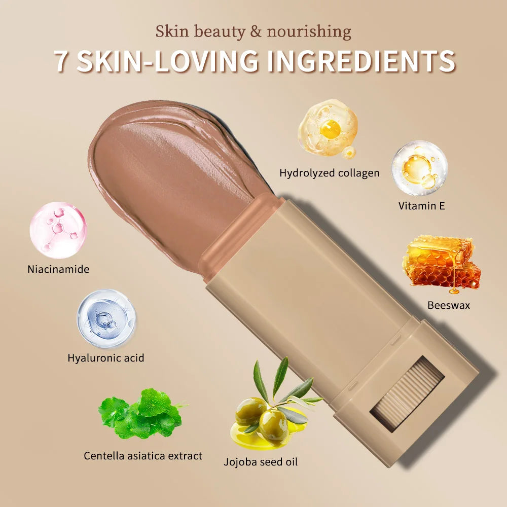 Serum Stick Foundation – Natural Finish, Buildable Coverage, 7 Active Ingredients, 6 Shades