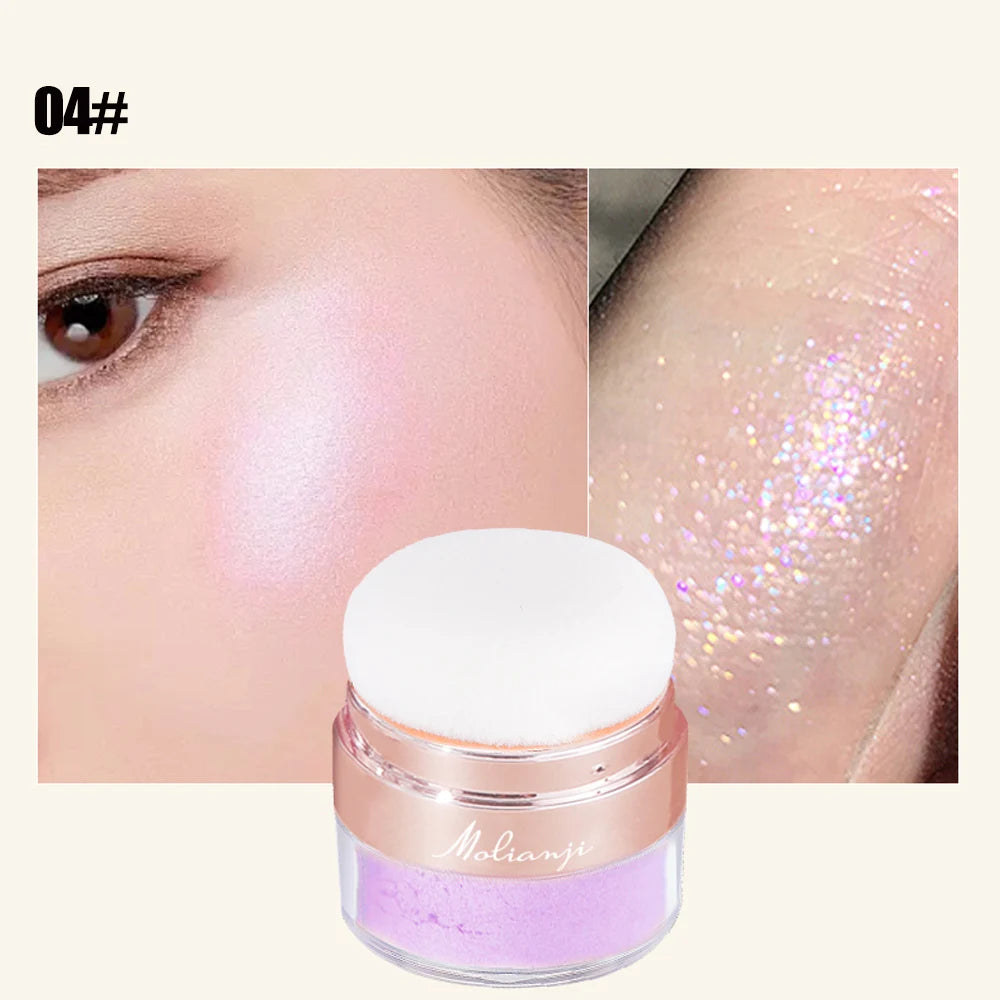 Highlighter Glitter Poudre – Visage, Corps & Cheveux, Waterproof, Résistant à la Transpiration, 4 Teintes