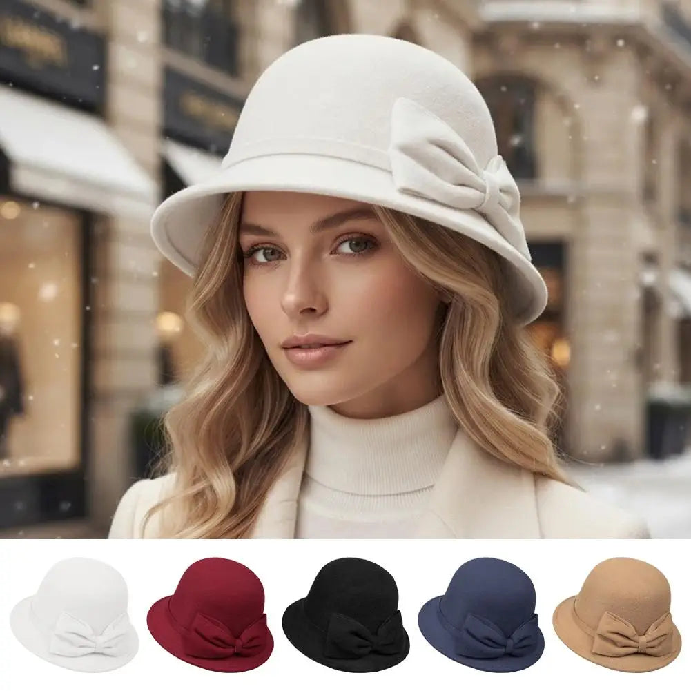 Chapeau cloche ajustable à nœud pour femme