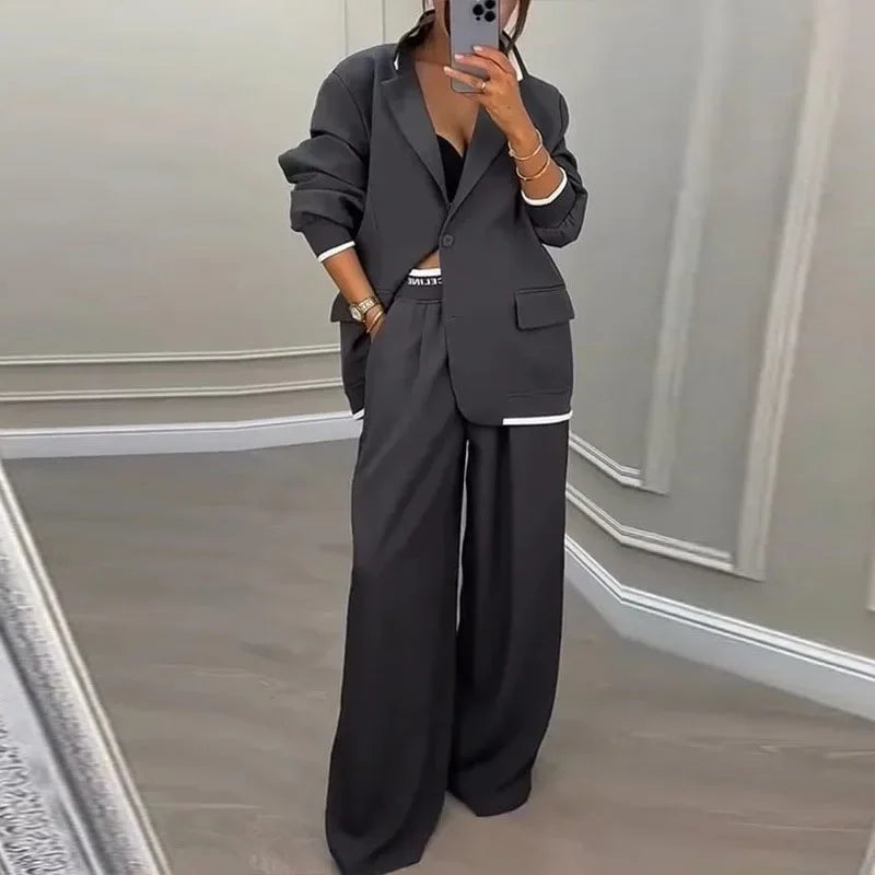Ensemble Blazer et Pantalon Jambe Large