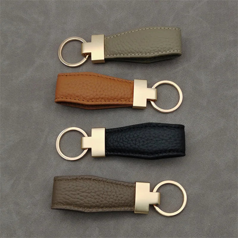 Luxury PU Leather Keychain – Punk Style, Gold Finish, Gift for Men & Women