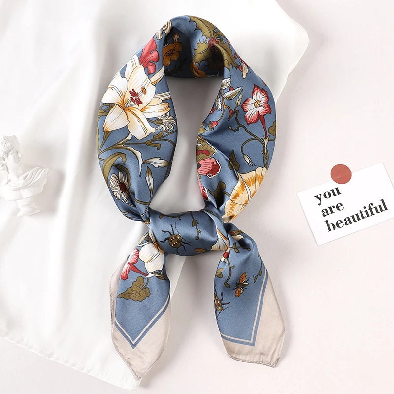 Women's Square Scarf – Luxury Satin Silk, Hair Ribbon, 70x70cm