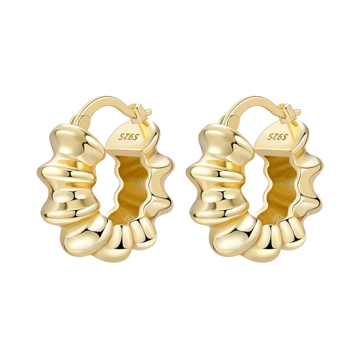 18K Gold Plated 925 Sterling Silver Hoop Earrings – Zircon, Multiple Styles