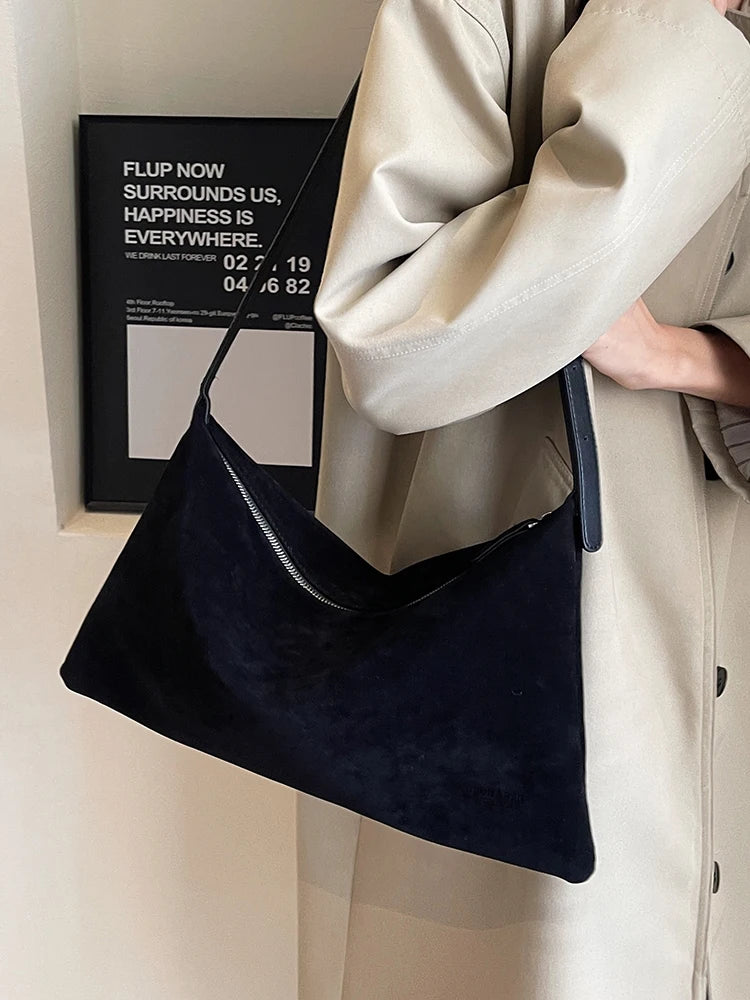Sac à Main Souple effet  Suède  Style Vintage