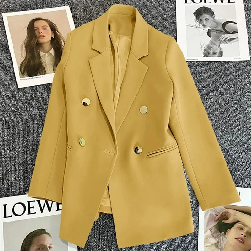 Double-Breasted Blazer with Notch Lapel