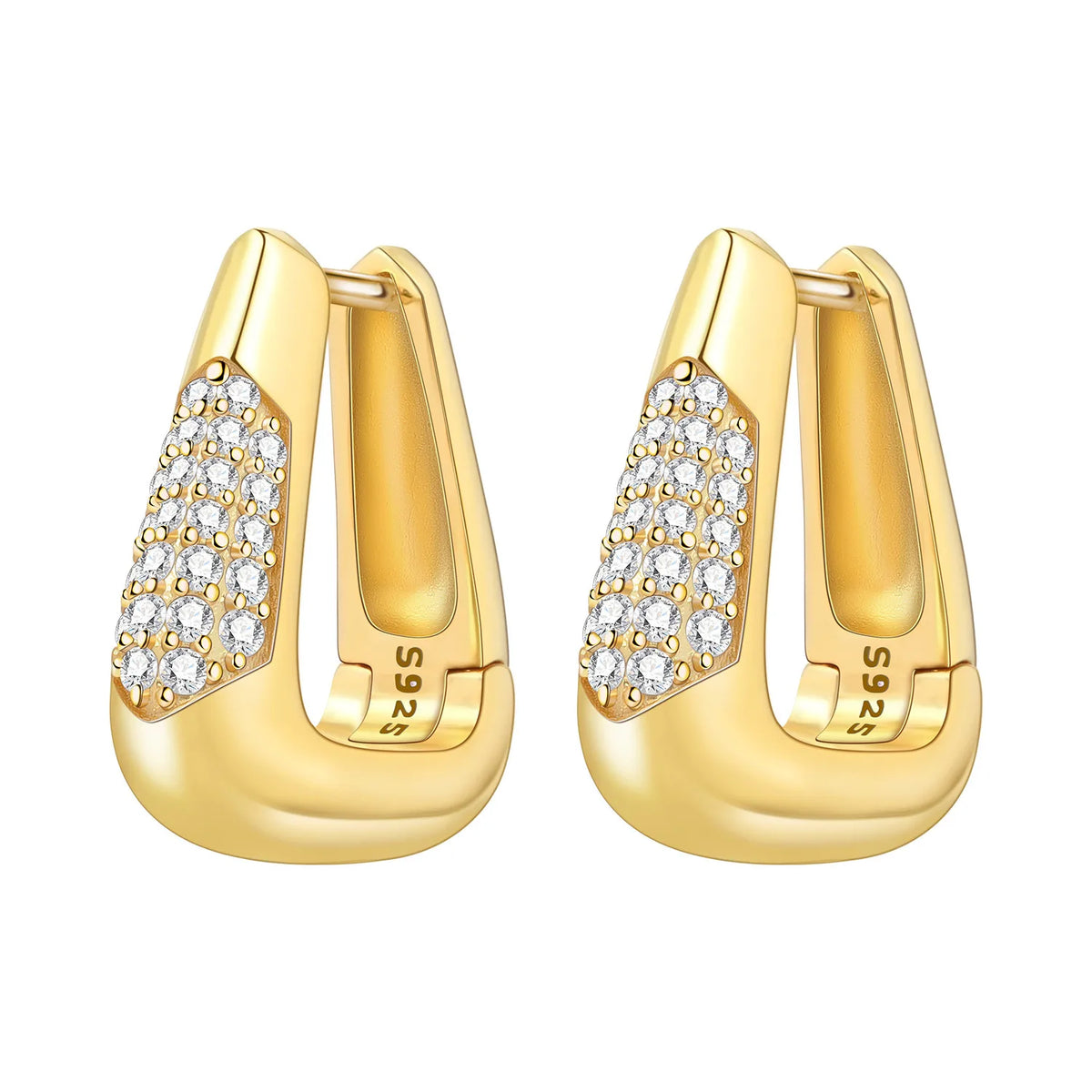 18K Gold Plated 925 Sterling Silver Hoop Earrings – Zircon, Multiple Styles