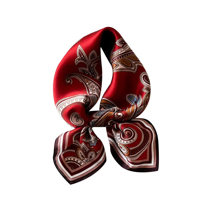 Women’s Square Plaid Scarf – 100% Genuine Silk, Luxury Neck Scarf, 68x68cm