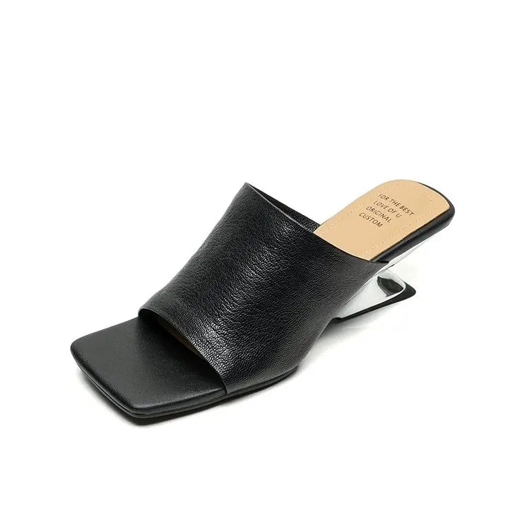 Mules Femme Rétro Fashion – Bout Carré, Talon Original, Style Office Chic
