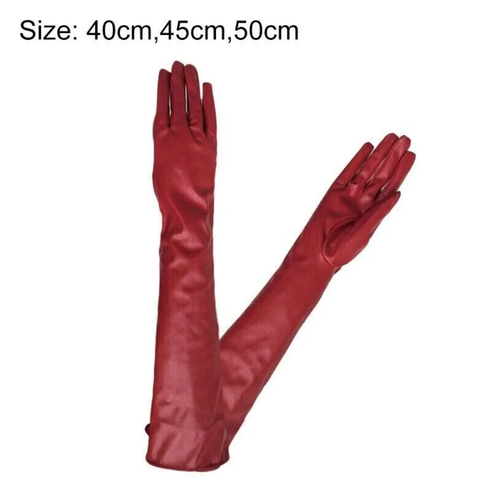 Gants longs de soirée en similicuir