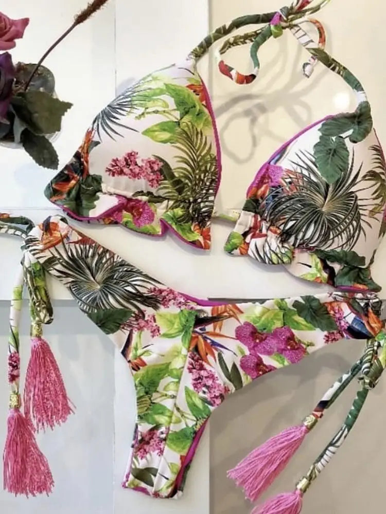 Women's Printed Push-Up Bandage Bikini – Low-Waisted, Brazilian Style, Beach Swimsuit